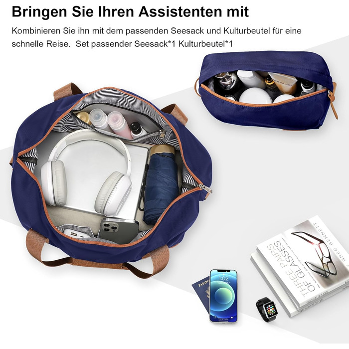 Набір валіз Joyway 6 шт. з твердим корпусом, включаючи косметичну сумку, 4 колеса та TSA-замок. Колір: темно-синій/коричневий. Ідеальний для подорожей.