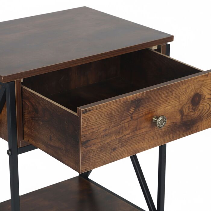 Relaxdays: Промисловий приліжкові столи з шухлядою та полицею