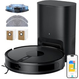 Робот-пилосос BPMIO з функцією миття підлоги та станцією самоочищення, потужність всмоктування 6500Pa, навігація LiDAR, час роботи 180 хвилин, ідеально підходить для шерсті тварин, килима та твердих підлог (B40 Plus)