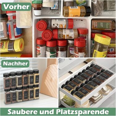 Набір скляних банок для спецій 30 шт. з дозатором, вологостійкі етикетки, 120 мл, чорний колір, органайзер для спецій