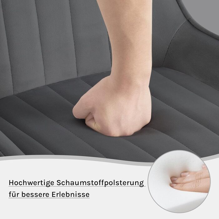 Набір з 2 стільців Lestarain для їдальні, вітальні, кухні. Ретро стільці з м'яким сидінням (велюр, темно-сірий), металеві ніжки, до 150 кг.