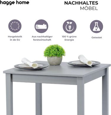 Скандинавський стіл Hagge Home 68x68 см сірого кольору - обідній, кухонний, письмовий, для home office та дитячої кімнати