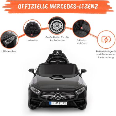 Дитячий електромобіль Mercedes CLS 350 AMG Babycar, 12V, ліцензія, шкіряне сидіння, MP3, пульт, чорний