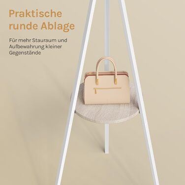 Вільна стійка для одягу WOLTU у вигляді дерева з полицею та 9 гачками, для одягу, шапок та сумок, біла, металева