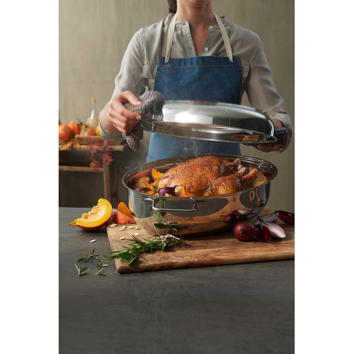 Братер WMF з кришкою, 8,5л, для індукції, Cromargan нержавіюча сталь, з термометром, 41x28,5x18см