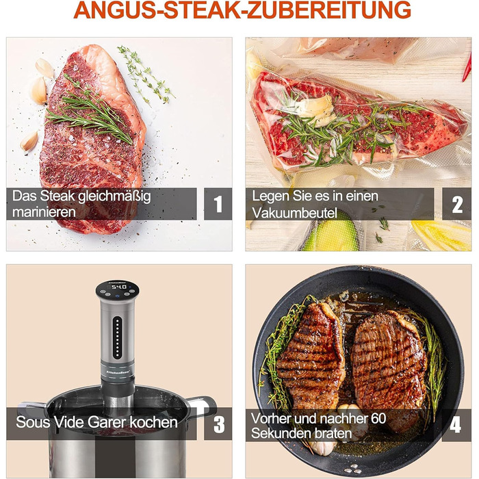 Су-від кухонний прилад KitchenBoss 1100W з LED дисплеєм, IPX7, 40-90°C