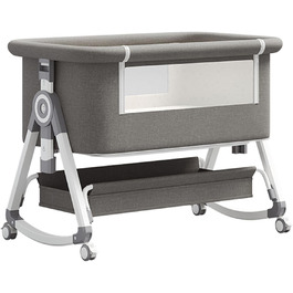 Дитяче ліжко-гойдалка GLOKID 3 в 1 з колесами, регулювання висоти та нахилу матрацу, сірий колір
