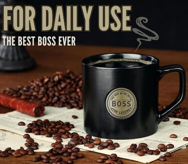 Чашка для кави Onebttl Boss, 450 мл, золотий значок, Bosstag, Різдво, вихід на пенсію - Man Myth Legend