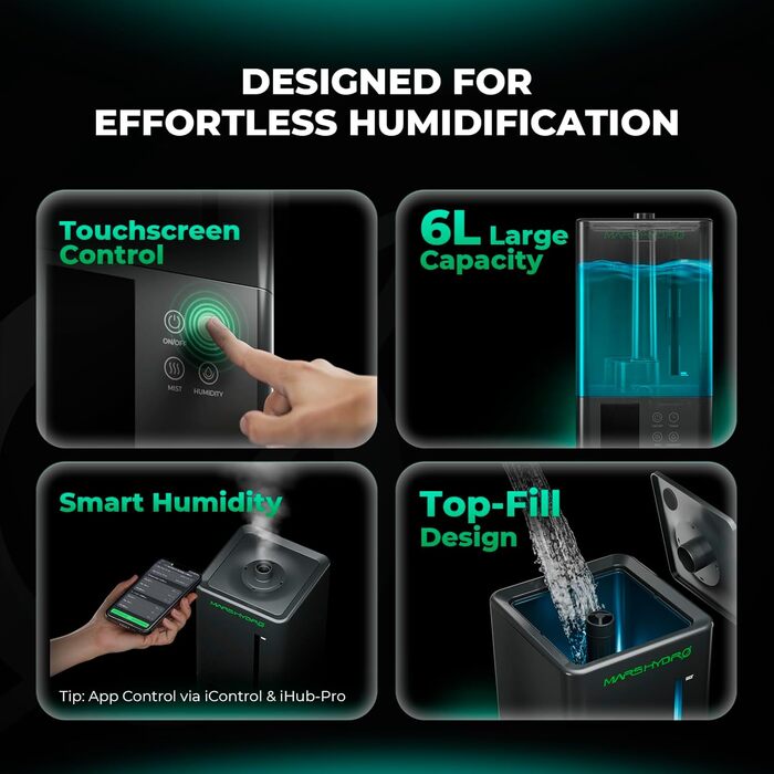 Увлажнитель воздуха MARS HYDRO New Plant 6L с регулировкой влажности, таймером, ультразвуком, для теплицы, гроубокса, indoor выращивания