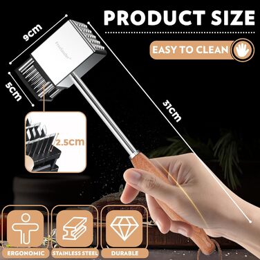 Пресс для бургерів Freelander з чавуну, набір для приготування смашених бургерів (діаметр 17.6 см, 20.5 см), прес для гриля з термостійкою ручкою, великий прес для гамбургерів, стейків, сендвічів (сріблястий)