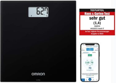 Розумні, цифрові ваги для ванної кімнати для дому, ваги для тіла з підключенням Bluetooth до програми смартфона (чорний), 300T2 Intelli IT