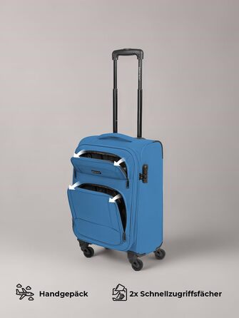 Набір валізак Smartbox 3 шт. для жінок та чоловіків | Легкі та міцні валізи-ролери, якісний softcase, 4 колеса та кодовий замок | Розширювані | Slate-blue (Сіро-блакитний), розмір S (56 см)