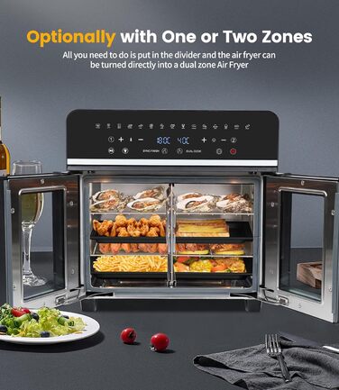 Фритюрниця-мініпіч Air Fryer Emphsism Dual Zone XXL з LED-сенсорним екраном, 1800W, 15 програм, з рецептами та 11 аксесуарами