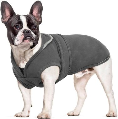 Зимове пальто для собак з полотна Kuoser, світловідбиваюча тепла флісова куртка для маленьких цуценят середнього розміру, водонепроникний і вітрозахисний жилет для собак з отвором для ременя безпеки XS-3XL (окружність грудей 40-50 см, довжина спини 38 см,
