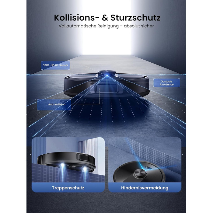 Робот-пилосос Proscenic Q10 з мокрою очисткою, 8000Pa, 200 хвилин роботи, лазерна навігація, керування через додаток, Alexa, Siri, Apple Watch, чорний