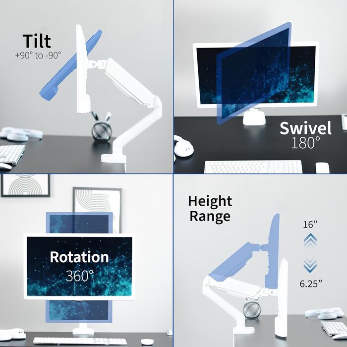 Підставка для двох моніторів VIVO STAND-V002O, до 32 дюймів, 9 кг, механічна, біла
