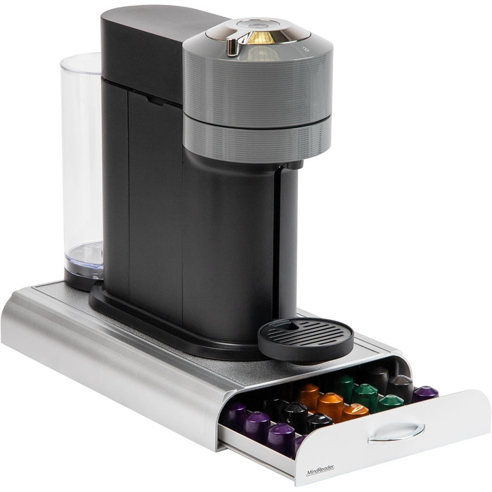 Організатор для капсул кави Mind Reader TRAY6-WHT: 36 місць, сумісний з K-Cup, CBTL, Verismo, Dolce Gusto, Nespresso. Пластиковий, сріблястий