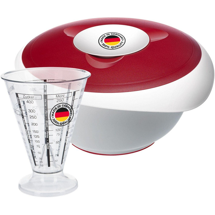 Набір для випічки Westmark Back-Set 4 шт. з мисками, вінчиком, мірним посудом та скребком/демідером, пластик, білий/червоний/прозорий