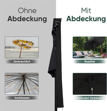 Захисний чохол для парасольки (220 x 30/50 см, чорний)