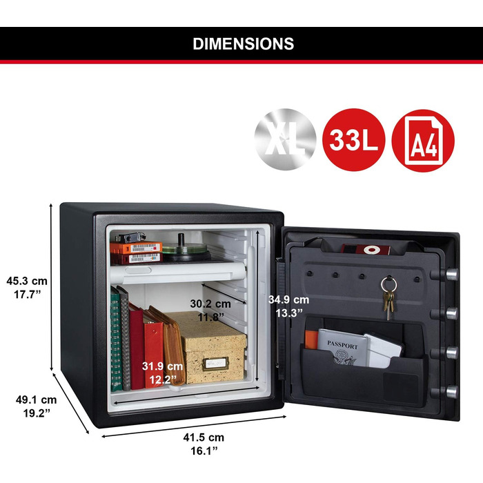 Master Lock Сейф вогнестійкий та водонепроникний з кодовим замком, потрійний захист (пожежа, вода, перевезення), електронний код, 33.6L, 45.3 x 41.5 x 49.1 см