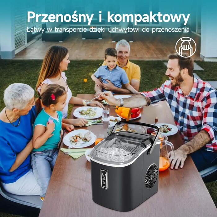 Машина для приготування льоду EUHOMY, 1.2L, чорна: швидка, портативна, самоочисна