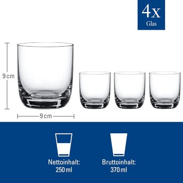 Набір склянок Villeroy & Boch La Divina для віскі, джину та тоніку, 4 шт, 250 мл, кришталь, придатні для миття в посудомийній машині
