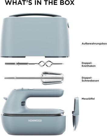 Міксер ручний Kenwood QuickMix Go HMP40.000RD, сіро-блакитний, 350W, з нержавіючою сталею, з кейсом