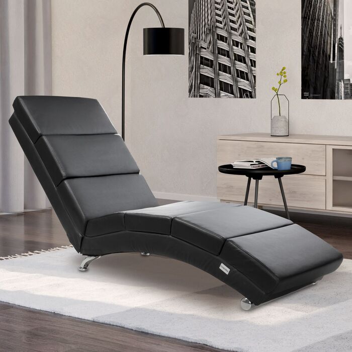 Relax Lounger London чорний зі штучної шкіри