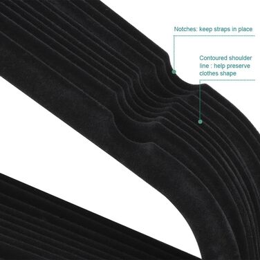 Вішалки для одягу Yaheetech 100 шт. - вішалки для костюмів, чорні, з поворотним гачком 360°