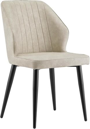 CLIPOP Комплект обідніх стільців 4 шт. Ретро, штучна шкіра, м'яке сидіння, металеві ніжки, для кухні/офісу, бежевий колір