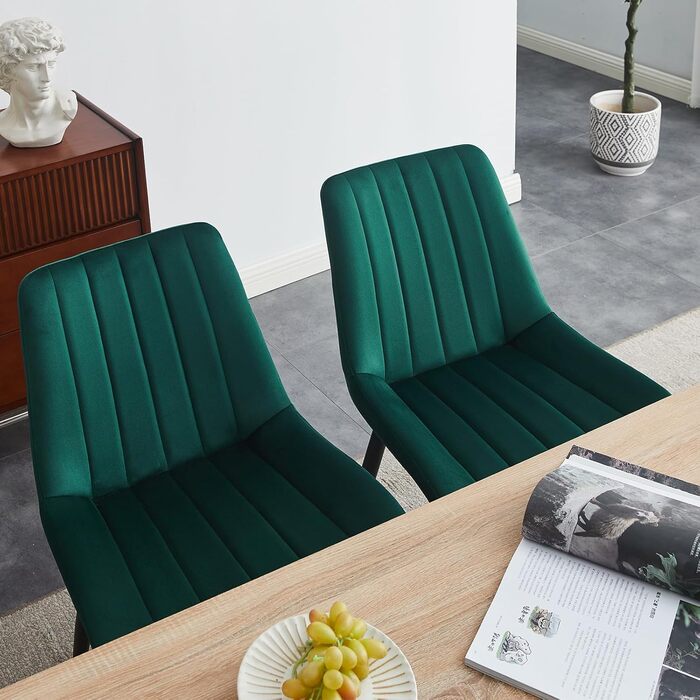 Набір з 2-х стільців для їдальні TUKAILAI з штучної шкіри, ергономічні, з металевим каркасом, до 150 кг, для кухні, їдальні та вітальні, коричневі (зелені, велюрові, набір 4 шт.)