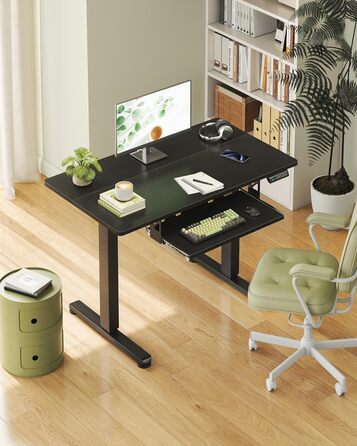 Електричний стіл OffiGo, 100x50 см, з підставкою для клавіатури, 3 положення пам'яті, для роботи та навчання, білий