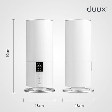 Зволожувач Duux Beam Mini 2 з ультразвуковим керуванням за допомогою пульта дистанційного керування та смартфона - Потужний зволожувач повітря - Кімнатний зволожувач 3 л до 30 м - Зволожувач повітря для спальні (білий)