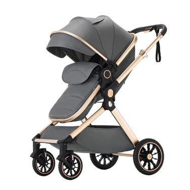 Дитячий візок 3 в 1 Kinderwagen Alltags Buggy, алюмінієва рама, темно-сірий (U9-X)