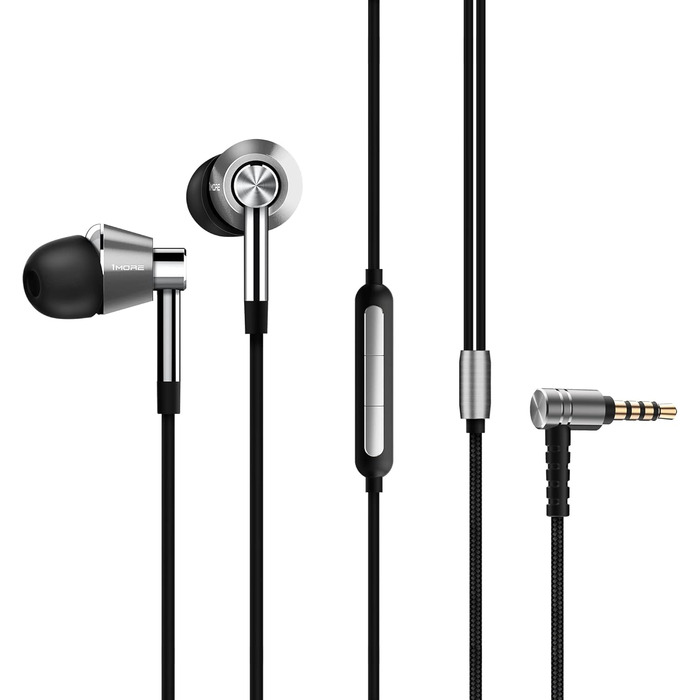 1MORE E1010 Quad-Driver навушники In-Ear Hi-Fi з мікрофоном та пультом керування, Hi-Res Audio, сумісні з iOS та Android (Triple Driver, срібні)