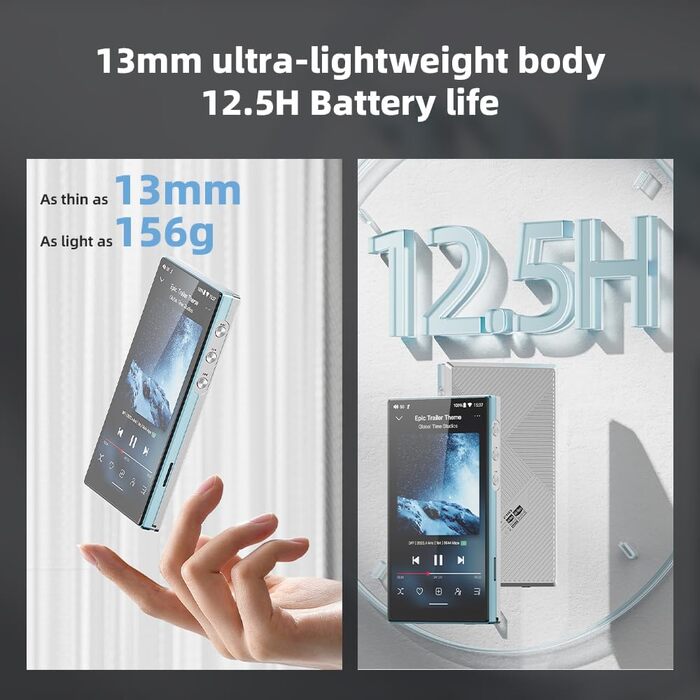 Портативний Hi-Res музичний плеєр JadeAudio / FiiO JM21 Android 13, Snapdragon 680, Bluetooth, Wi-Fi, USB DAC, 12.5 годин, небесно-блакитний