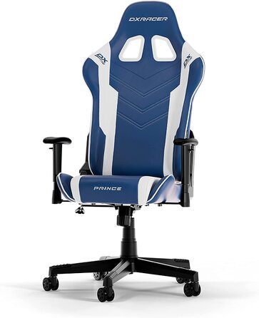 Ігрове крісло DXRacer PRINCE L, шкіра ПВХ, синій і білий