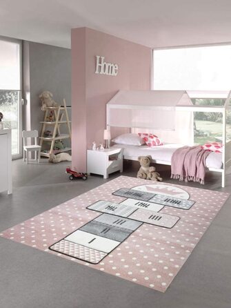 Дитячий килимок в рожево-сіро-кремовому кольорі, розмір 140x200 см