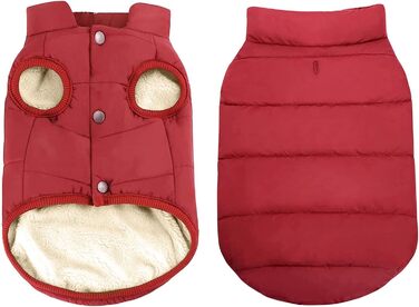 Зимова куртка PETCUTE Dog Coat з отвором для ременя, тепла та вітрозахисна (M, винно-червоний) для всіх собак