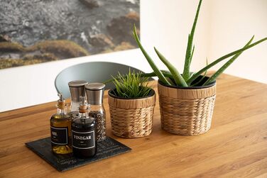 Набір горщиків для квітів Decorasian 2 шт. круглі, плетені з морської трави, з пластиковим вкладишем, 16 см