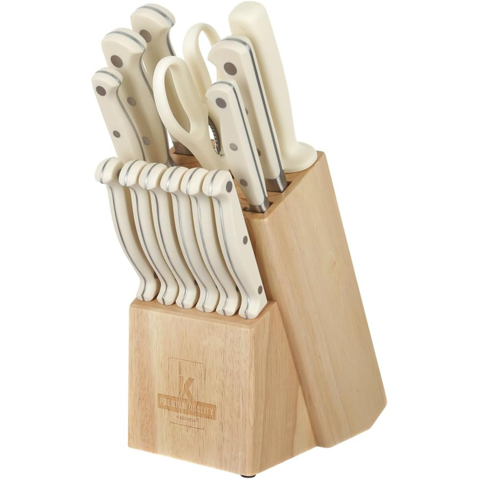 Набір кухонних ножів Kasanova з дерев'яним бруском: 11 ножів, ножиці, точилка - повний набір для кухні