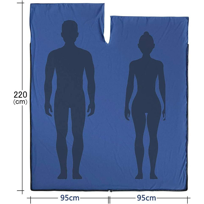 Спальний мішок для хатини WILLNORN 2 в 1 з мікрофібри, спальний мішок для хатини на блискавці, легкий комфортний спальний мішок для хатини і дорожнє ковдру XL в одному-95 * 220 см (синій)