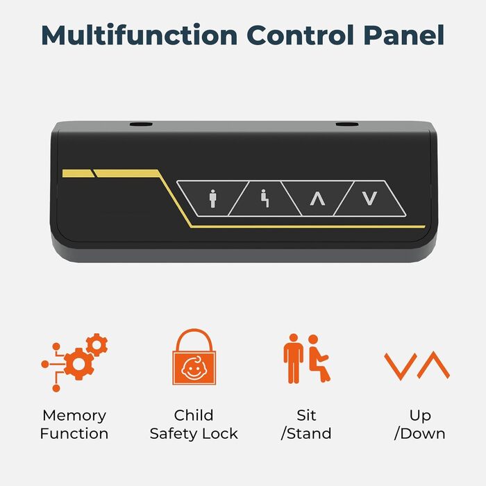 Регульований стіл FQ1 160x60 см з електропідйомом, з стільницею, для стоячи роботи, з комп'ютерним столом, гачком, блокуванням для дітей, функцією пам'яті для офісу та дому - Ahorn 160 x 60 см Білий + Ahorn