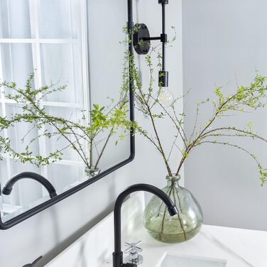 Дзеркало для ванної кімнати TEHOME 61 x 58.4 см, поворотне, матовий чорний, прямокутне, металевий каркас