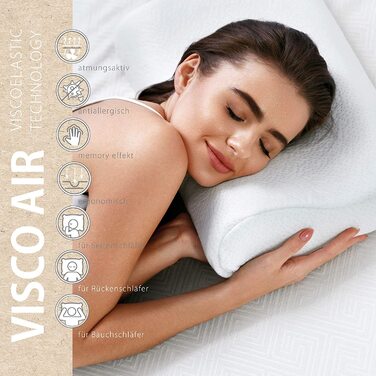 Ортопедична подушка для шиї sei Design з Memory Foam – підтримка шиї, Oeko-Tex®, охолоджуючий чохол з Lyocell, для тих, хто спить на спині та на боці (висока ортопедична підтримка)