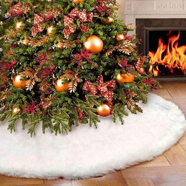 Спідниця-ковдра для різдвяної ялинки ANPTER плюшева 90 см біла
