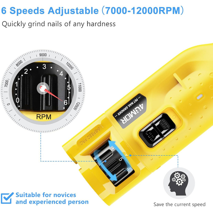 Шліфувальна машина 4UMOR для собак, 6-швидкісна, світлодіодна, точна та безпечна, для великих/середніх/маленьких собак