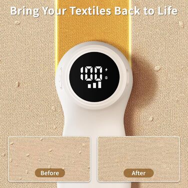 Електричний видальник для одягу та меблів, видалення ворсу, 6-лезове, перезаряджуваний, з цифровим дисплеєм, білий