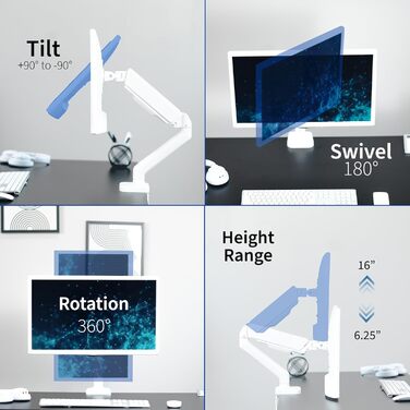 Підставка для двох моніторів VIVO STAND-V002O, до 32 дюймів, 9 кг, механічна, біла