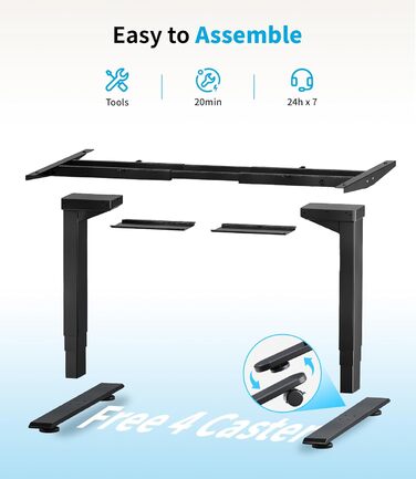 Електричний стіл MAIDeSITe T2 Pro Plus (Чорний) з регулюванням висоти, 2 мотори, 4 пам'яті, нагадування про зміну положення